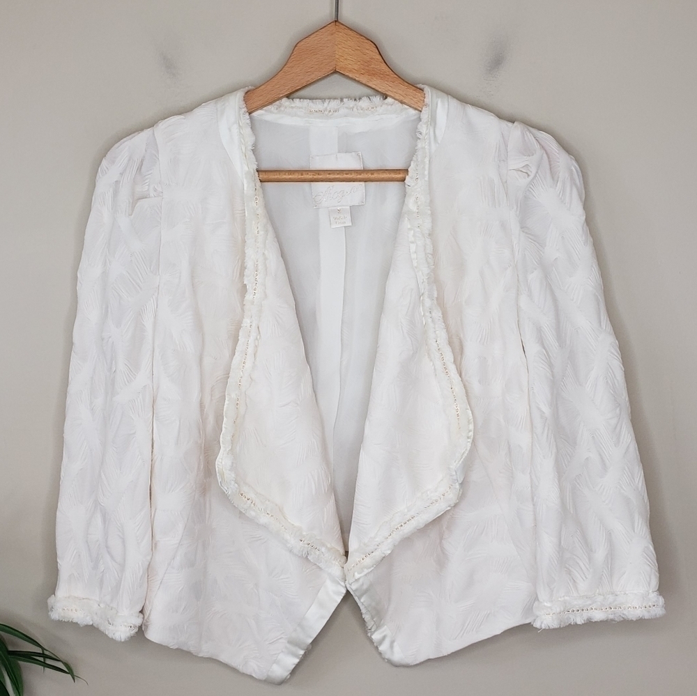 Mcginn | Cream Open Front Textured Jacket Size Sm… - image 2